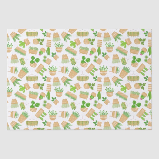 Cactus de plantas de la casa sobre papel de tejido (Anverso)