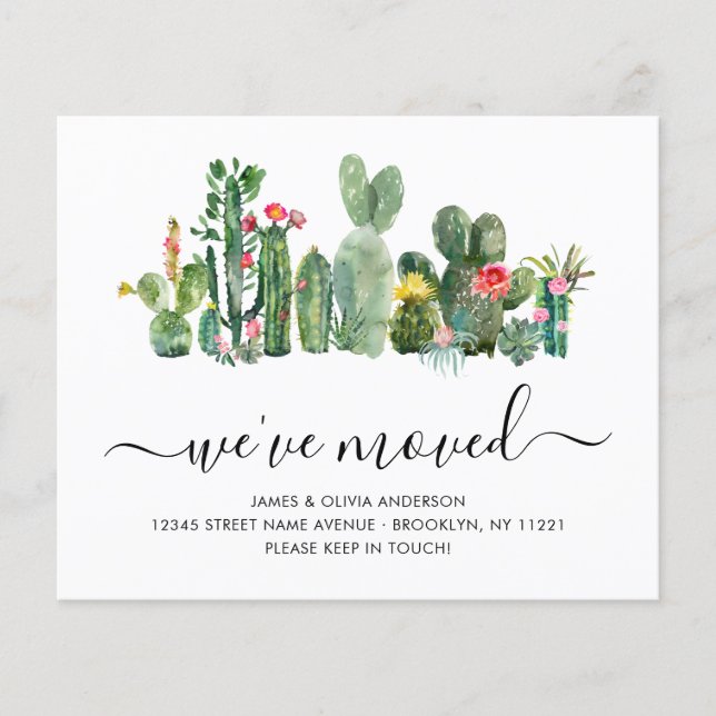 Cactus de presupuesto Hemos mudado nueva tarjeta d (Anverso)