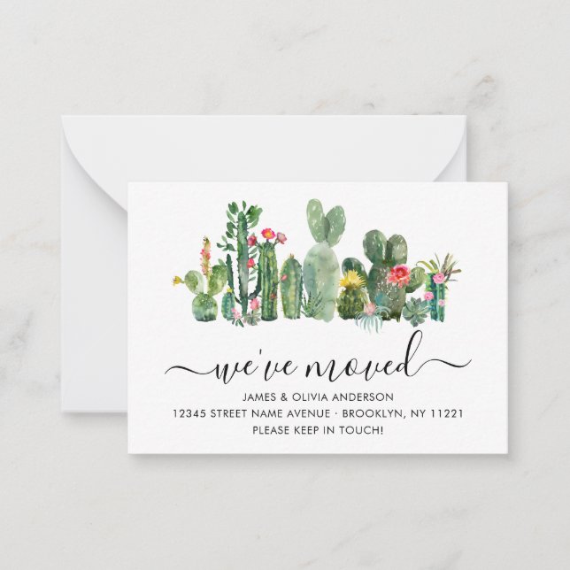 Cactus de presupuesto Hemos mudado nueva tarjeta d (Anverso)