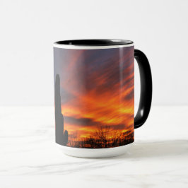 Cactus de Sahuaro con una brillante taza de sol de