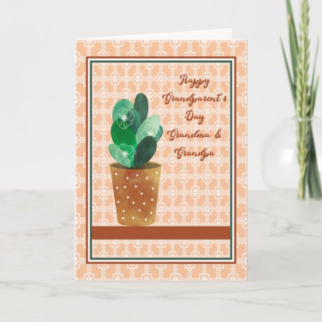 Cactus de tarjetas de abuelos y fondo de paginació (Anverso)