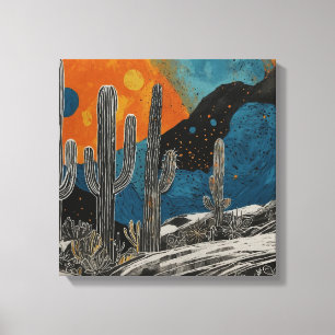 Cactus del desierto azul Arte mural de acuarela