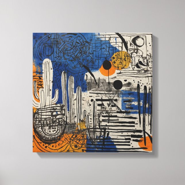 Cactus del desierto azul Arte mural de acuarela (Anverso)