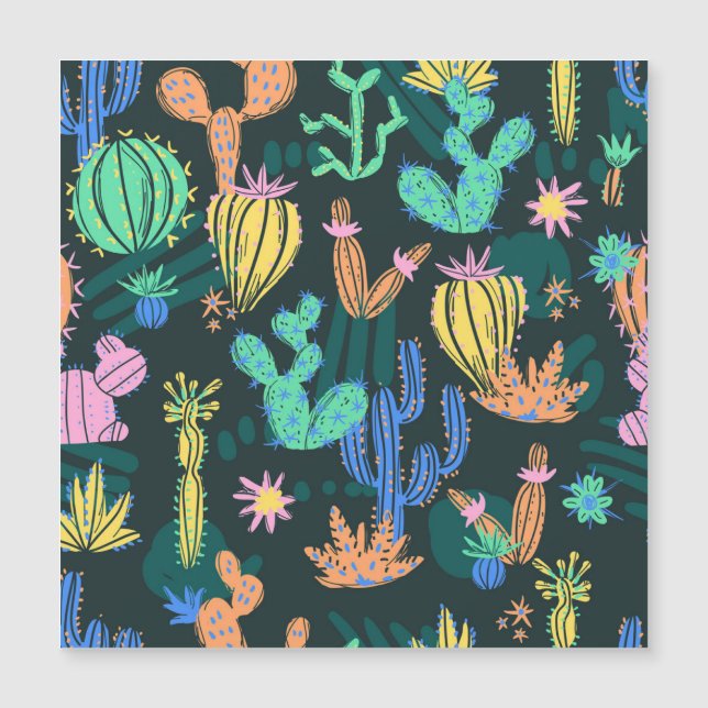 Cactus dibujado a mano: sin costuras escandinavas. (Anverso)