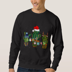 Cactus divertidos enciende Santa Hat Sweater Xmas 