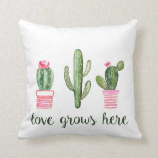 Cactus El Amor Crece Aquí La Almohada Decorativa C