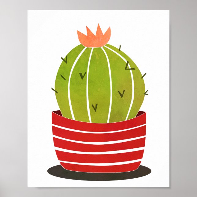Cactus en una olla arte mínimo (Frente)