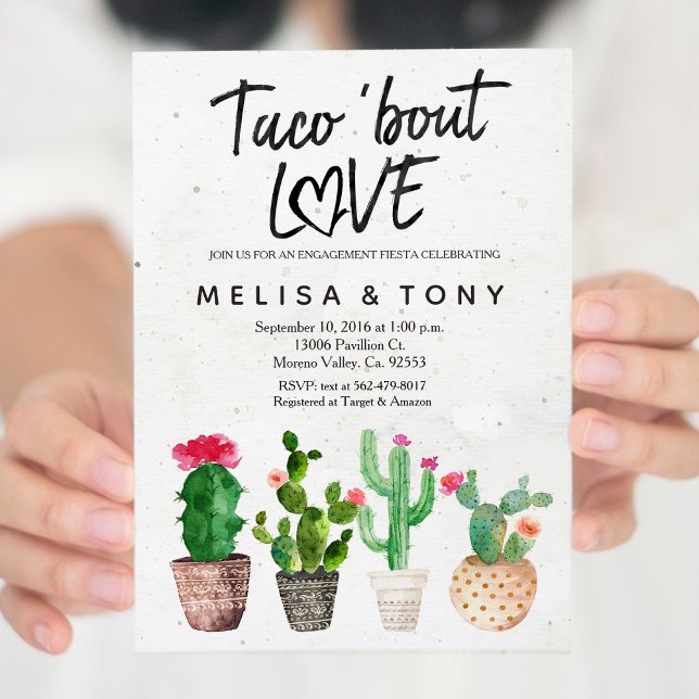 Cactus engagement party Invitación Taco Bout Love (Subido por el creador)