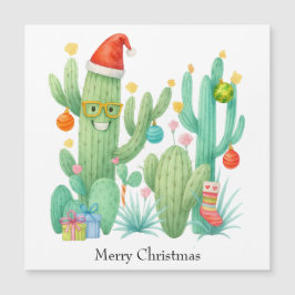 Cactus festivo de Navidad con sombrero y adorno de
