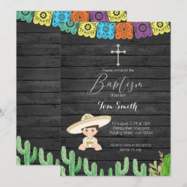 Cactus Fiesta Boy Baptism Invitación a la Navidad