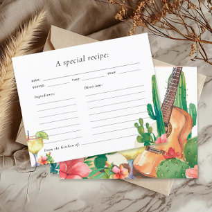 Cactus Fiesta Bridal Shower Recipe Tarjeta