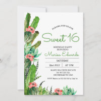 Cactus Fiesta Dulce Cactus 16 Invitación de cumple