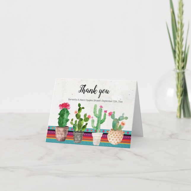 Cactus Fiesta Parejas Ducha Gracias tarjeta (Anverso)