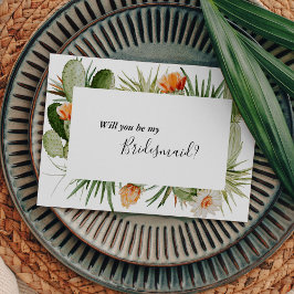 Cactus Floral Desert Bridesmaid Tarjeta de Propues