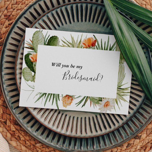 Cactus Floral Desert Bridesmaid Tarjeta de Propues (Subido por el creador)