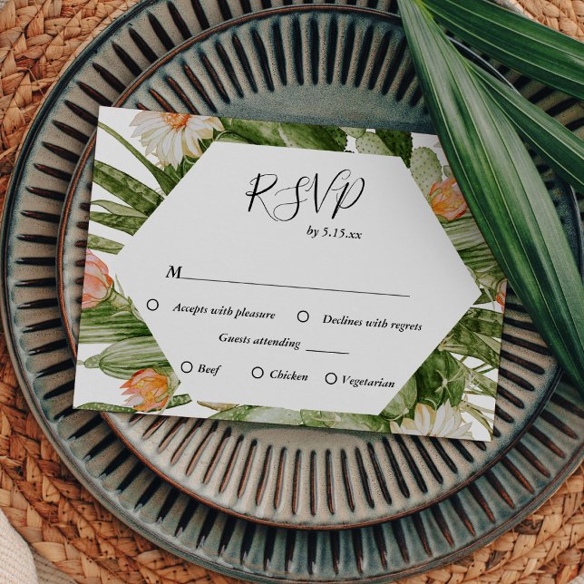 Cactus Floral Desert Monograma Boda RSVP Tarjeta (Subido por el creador)