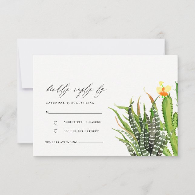 CACTUS FLORAL MODERNO GARDEN WATERCOLOR RSVP (Anverso)
