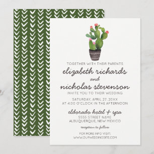 Cactus floral rosado - Invitación a la boda