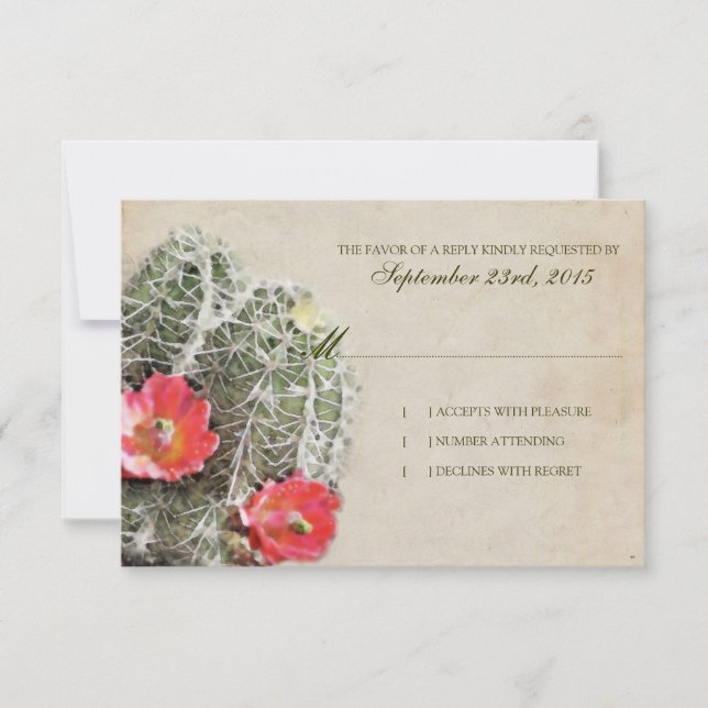 Cactus Flores Invitación a la boda rsvp (Anverso)