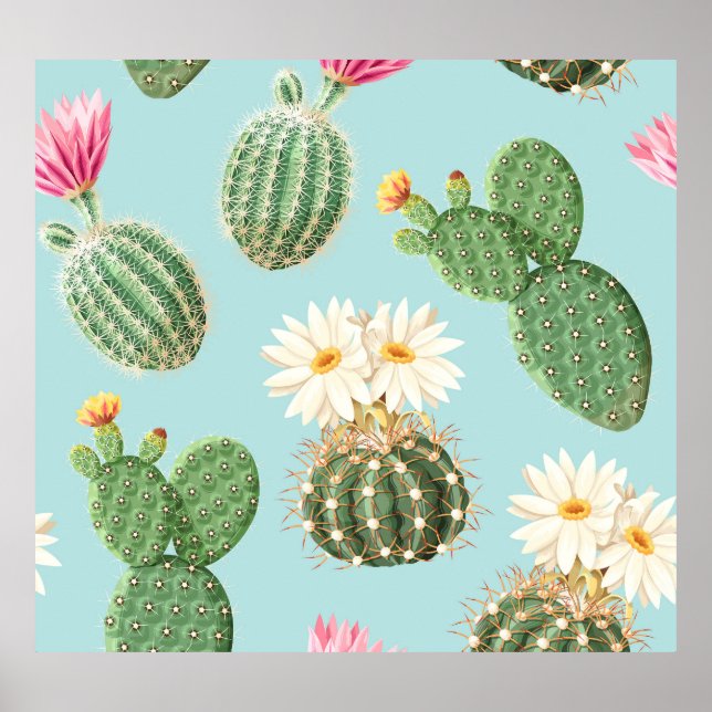 Cactus, flores rosas: decoración luminosa (Frente)