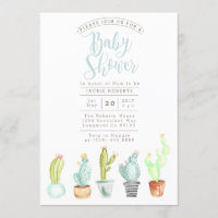 Cactus Garden | Invitación a Baby Shower de acuare