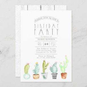 Cactus Garden   Invitación a la fiesta de cumpleañ