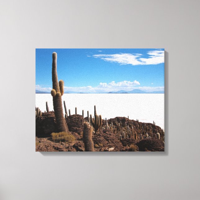 Cactus gigante en el lienzo Salar de Uyuni (Anverso)