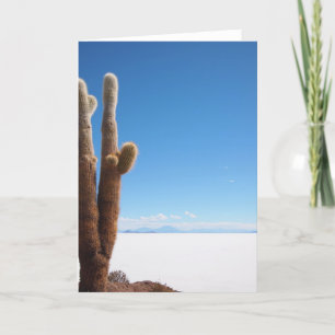 Cactus gigante en la tarjeta de salar de Uyuni
