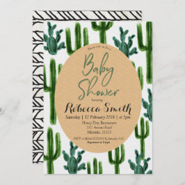 Cactus Greenery Baby Shower Invitación moderna