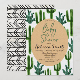 Cactus Greenery Baby Shower Invitación moderna