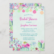 Cactus Lantern Fiesta Bridal Shower Invitaciones
