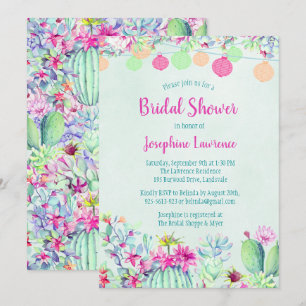 Cactus Lantern Fiesta Bridal Shower Invitaciones