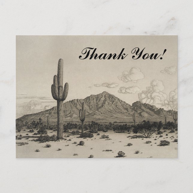 Cactus, Mountain, Desert "¡Gracias!" Postal (Anverso)