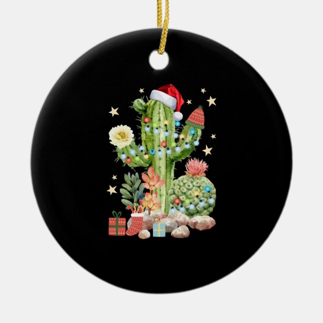 Cactus Navidades Decoración Camiseta (Frente)