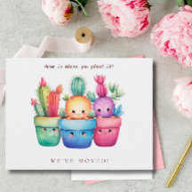 Cactus New Home Moving Invitación Watercolor