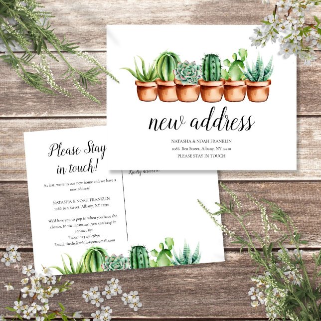 Cactus Nueva dirección Hemos movido la Invitación  (Cactus New Address We've Moved House Announcemen)