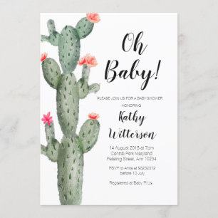 Cactus oh invitación a la ducha de bebé