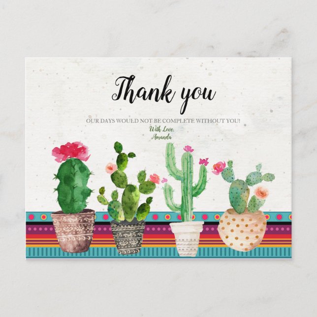 Cactus Parejas Ducha Gracias tarjeta (Anverso)
