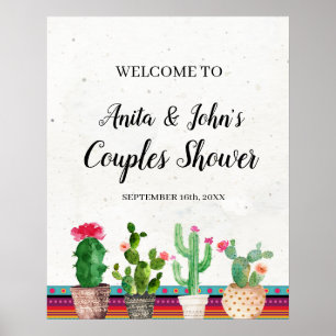 Cactus Parejas Señal de bienvenida de ducha