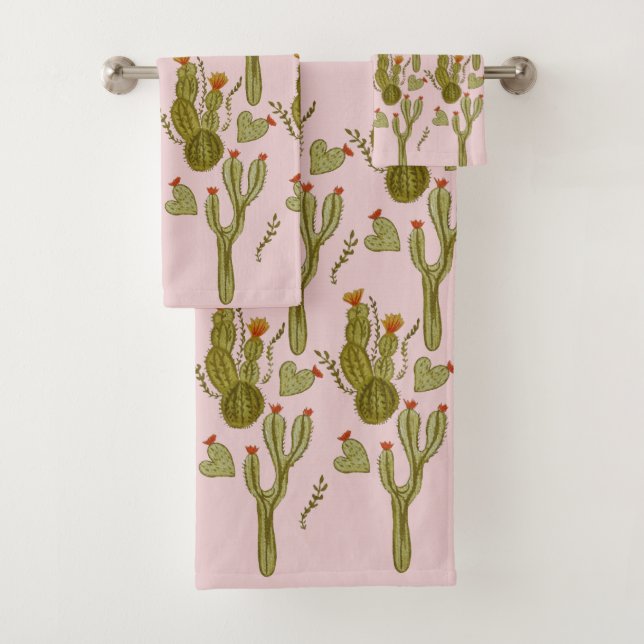 Cactus Pintado a Mano Patrón Rosa Acuarela (In situ)