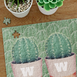 Cactus Plantar Monograma Jigsaw Puzzle