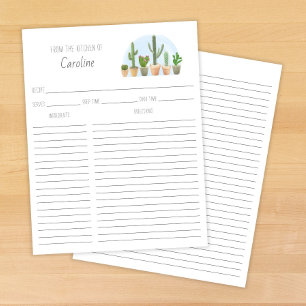 Cactus Plantas Suculentas Tarjeta de Receta Funda 