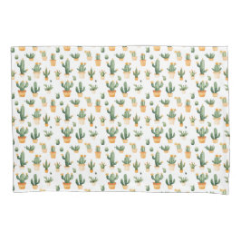 Cactus posteado sobre Funda de almohada blanca