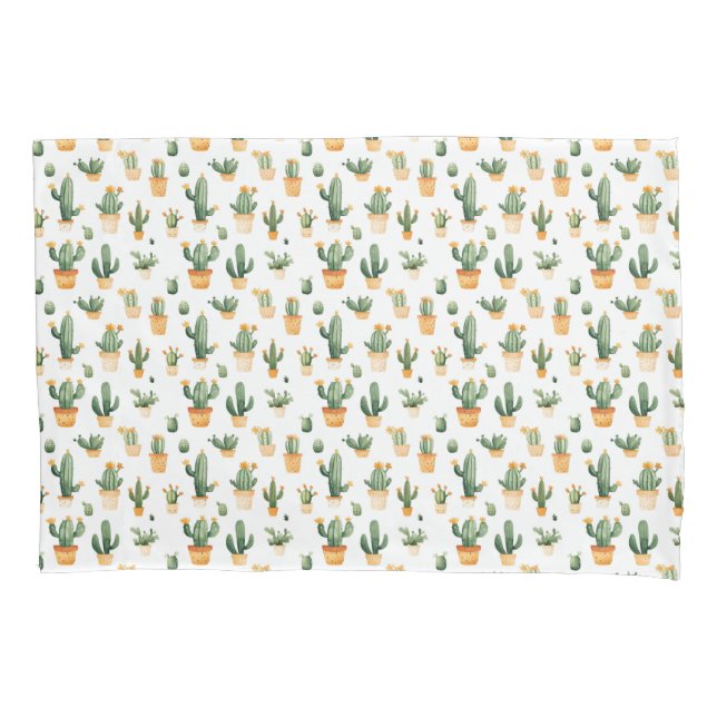Cactus posteado sobre Funda de almohada blanca (Anverso)