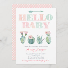 Cactus Pricky Pear Tarjetas Baby Shower Verde Rosa