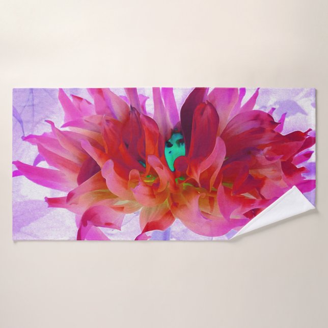 Cactus Rojo y Rosa Caliente Dahlia (Toalla de baño)