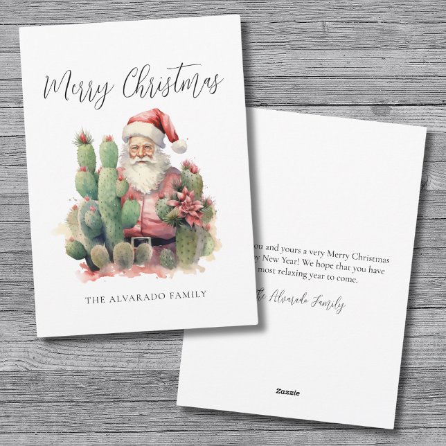 Cactus Santa Feliz Navidad (Cactus Santa Merry Christmas Holiday Card)
