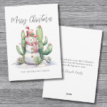 Cactus Snowman Feliz Navidad<br><div class="desc">Feliz Navidad Cactus Navidades Snowman Tarjeta de Navidad. Los navidades se divierten con esta tarjeta de vacaciones única que presenta un caprichoso muñeco de nieve de acuarela rodeado de cactus verdes y suculentos, todo decorado con coloridas luces de vacaciones. Esta escena divertida y festiva aporta el espíritu vacacional al desierto,...</div>