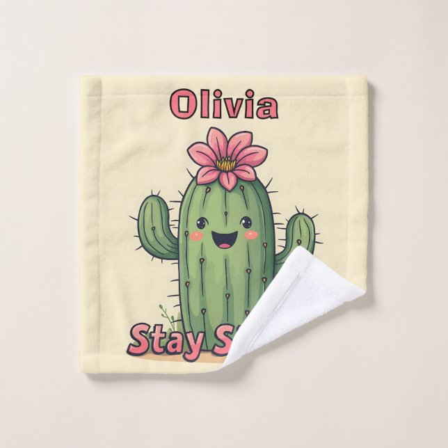 Cactus Sonriente Lindo "¡Mantén la Agudeza!" (Toallita)