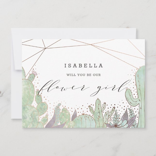 Cactus & Succuls Geo Flower Girl Propuesta Card (Anverso)